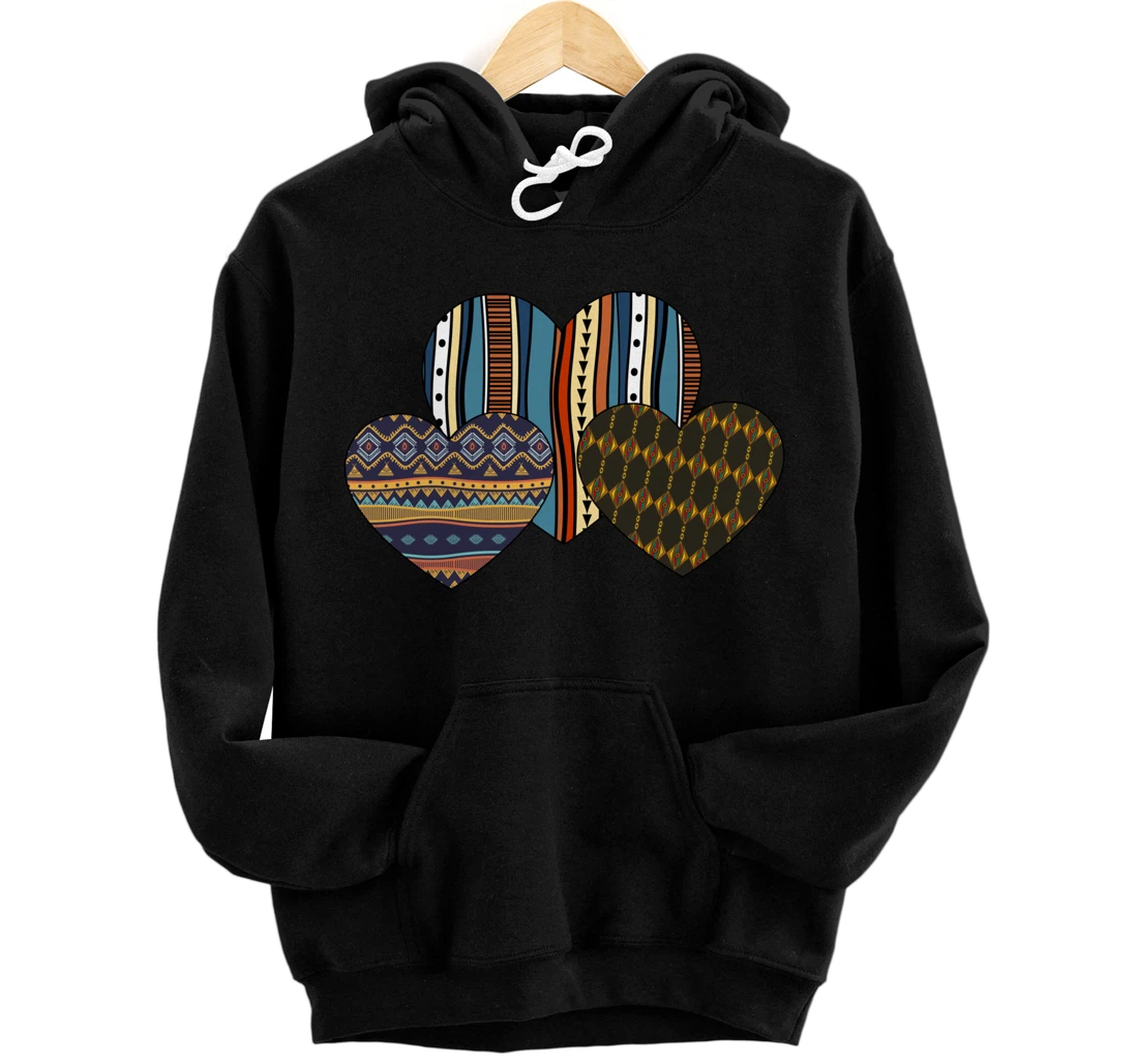 Valentine Three Hearts African American Valentine's day Pullover Hoodie