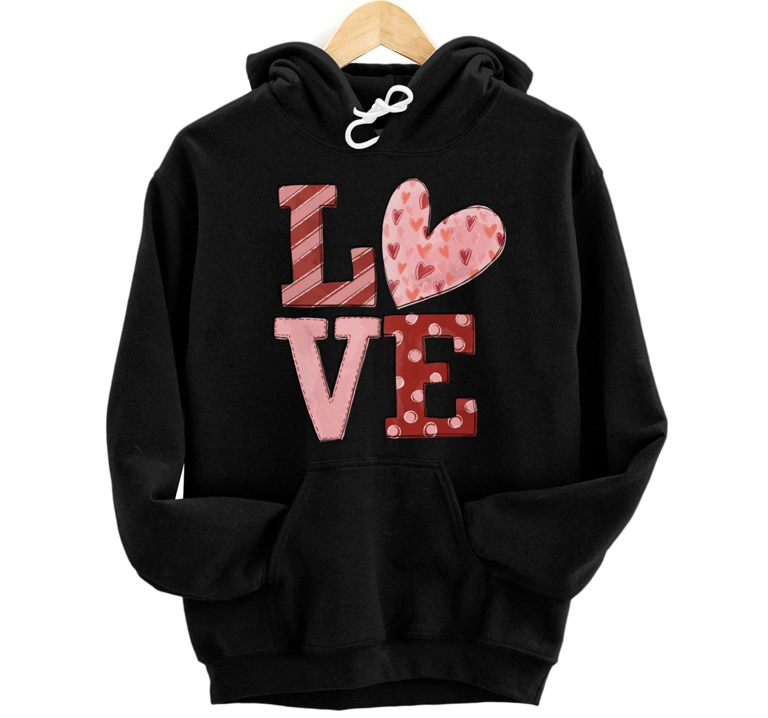 Love Valentine Love Valentine's Day Heart Graphic Women's Pullover Hoodie