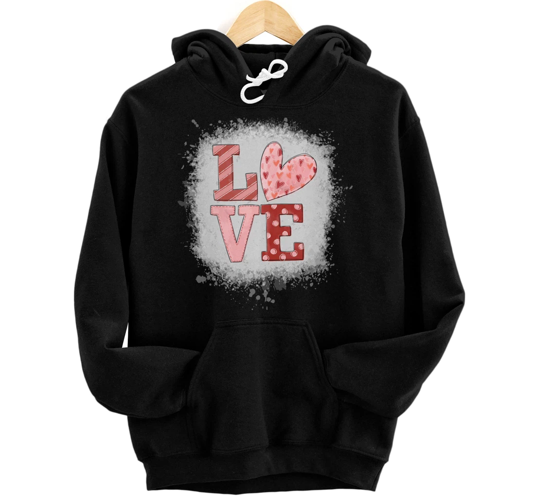 Love Valentine Bleached Valentine's Day Heart Women's Pullover Hoodie