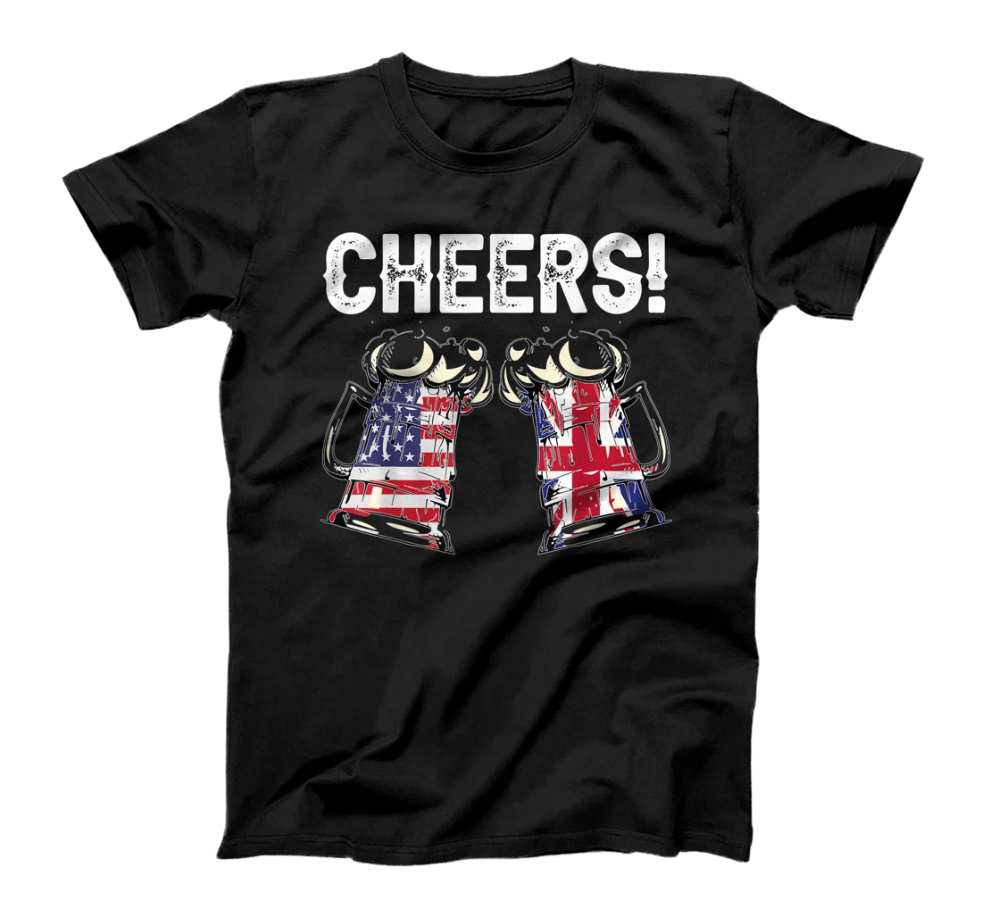 Cheers Beer Mugs Funny British-American Patriotic Drinker T-Shirt, Women T-Shirt