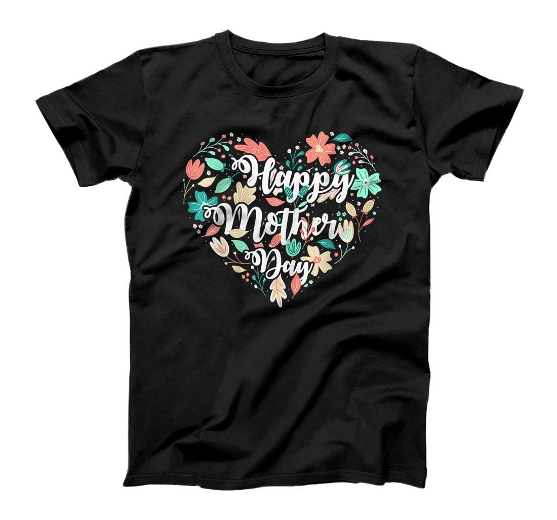 Womens Floral Happy Mother Day T-Shirt, Women T-Shirt