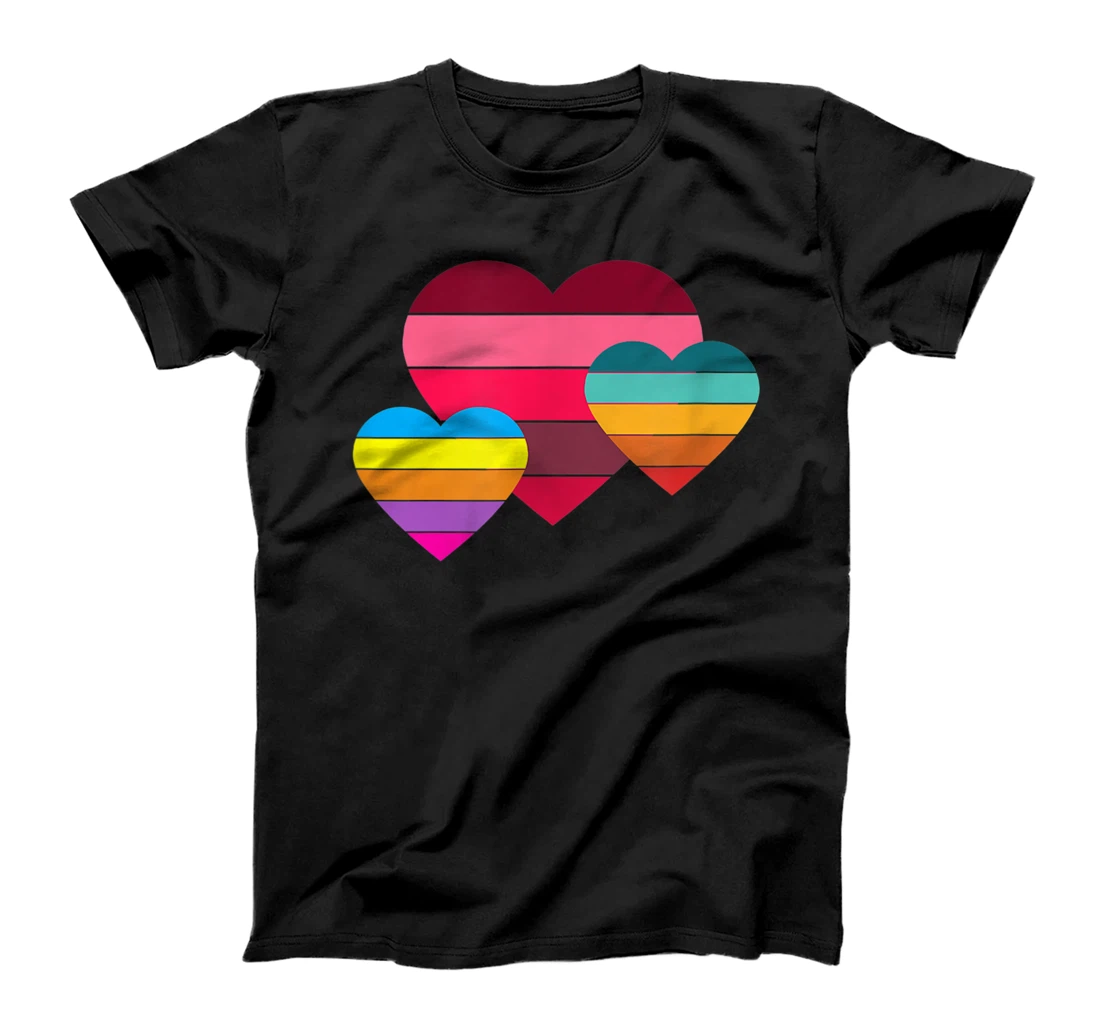 Valentine Day Gift - Three Hearts Retro Art Valentine's Day T-Shirt