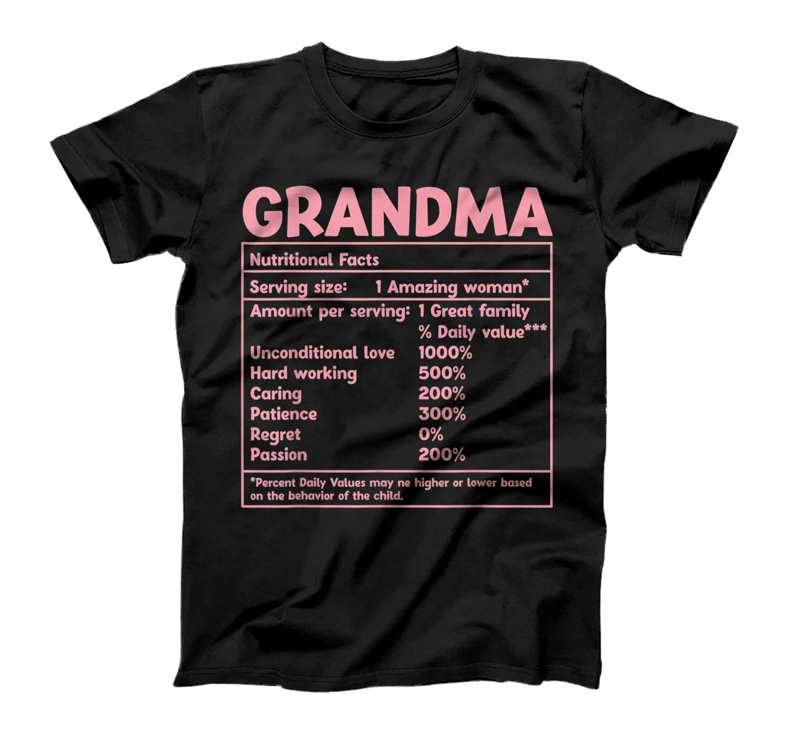 Grandma Nutritional Facts Funny Mother Day T-Shirt