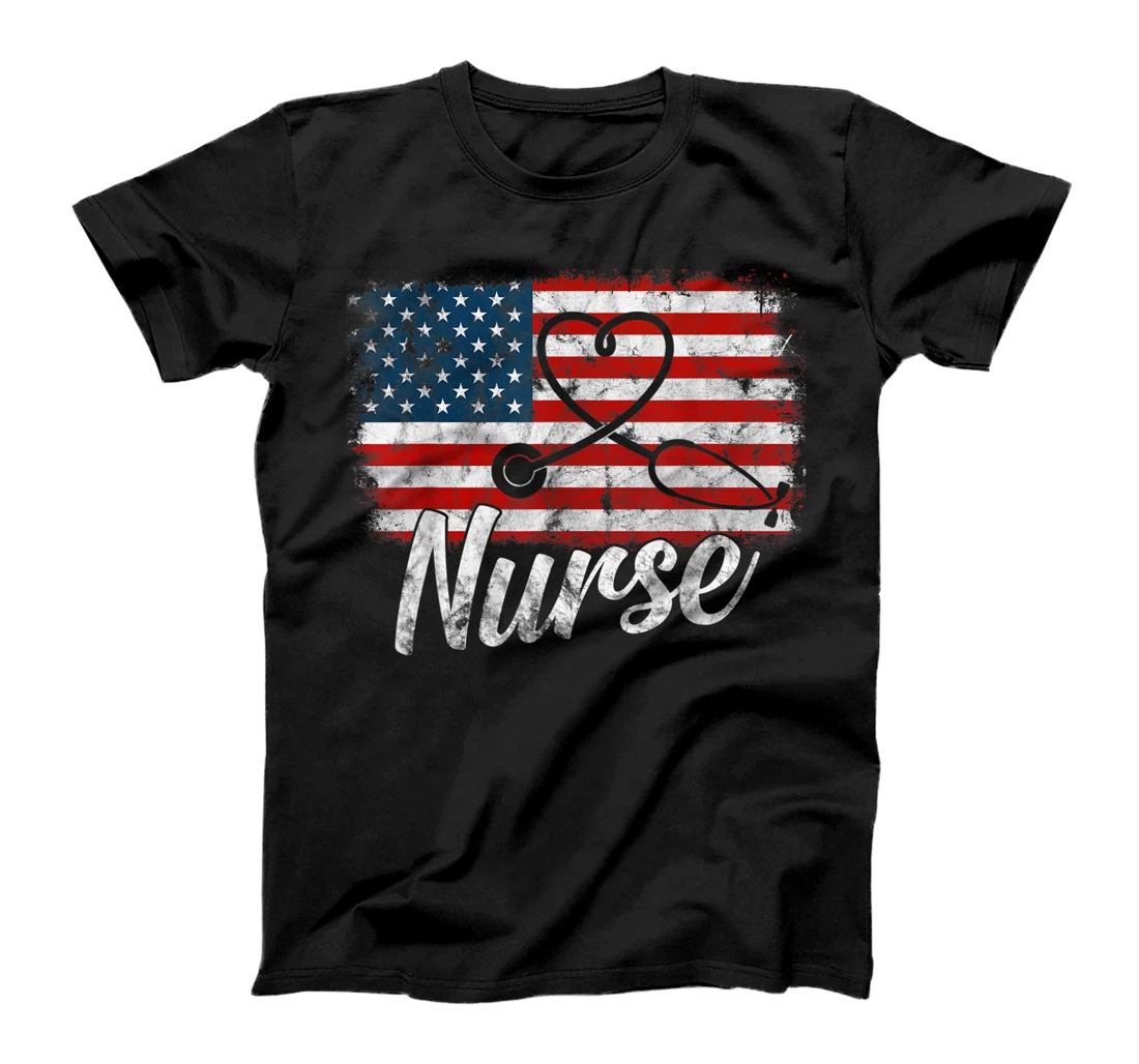 Patriotic Nurse 4th Of july American Flag Independence Day T-Shirt