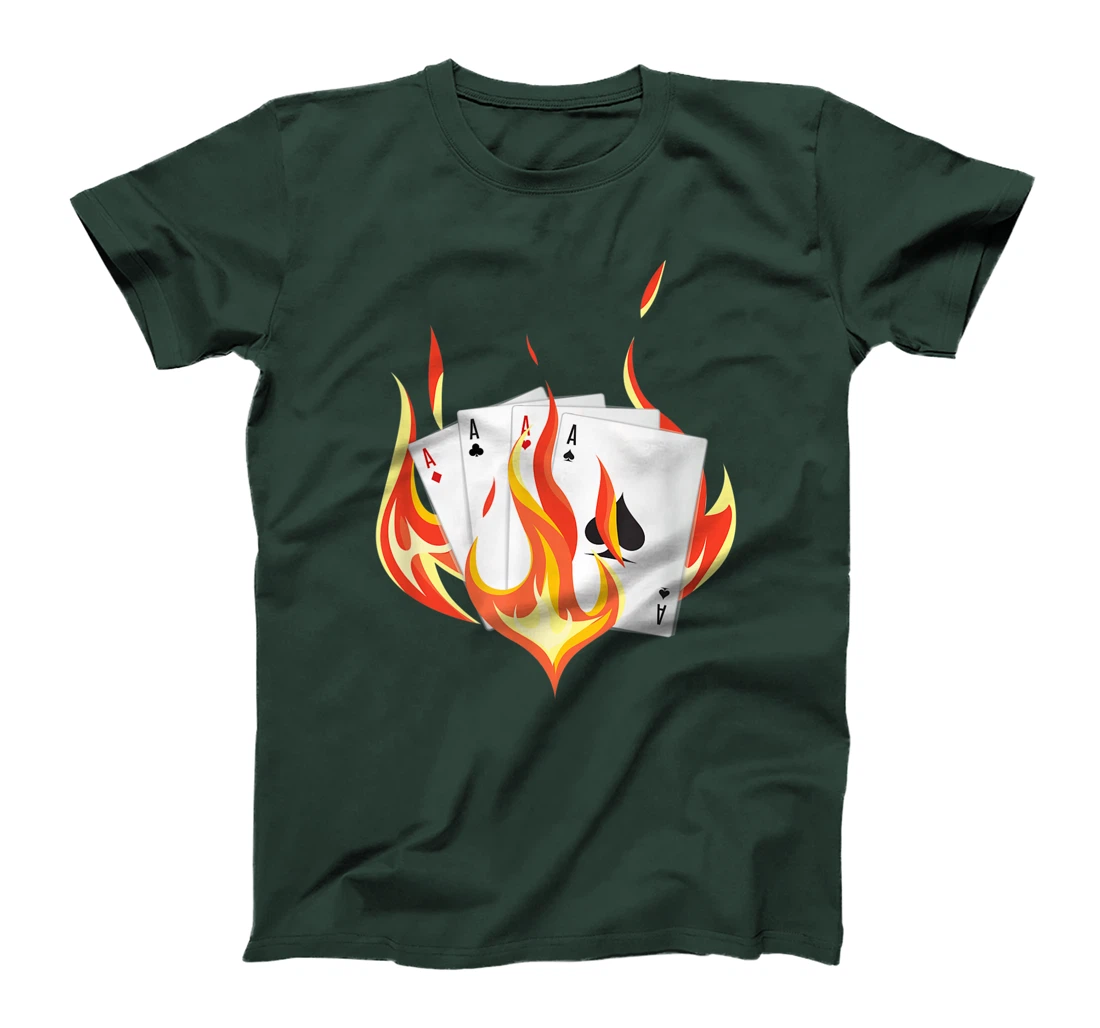 Poker All In Player Burning Cards Holdem Texas Fire Casino T-Shirt