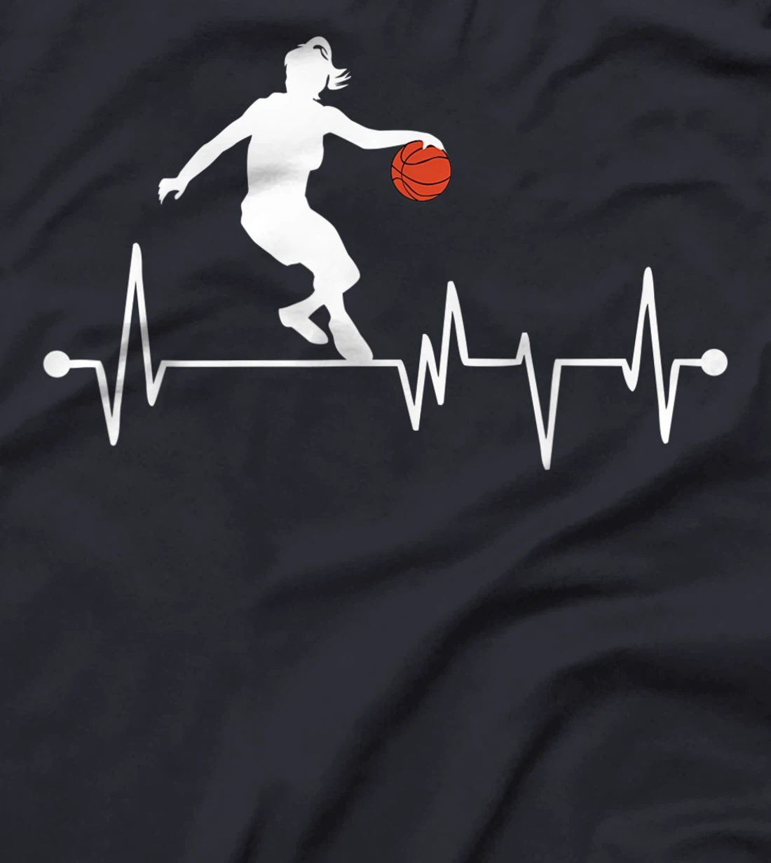 Funny Basketball Heartbeat Gift Women Girls Cool Ball Sports T-Shirt