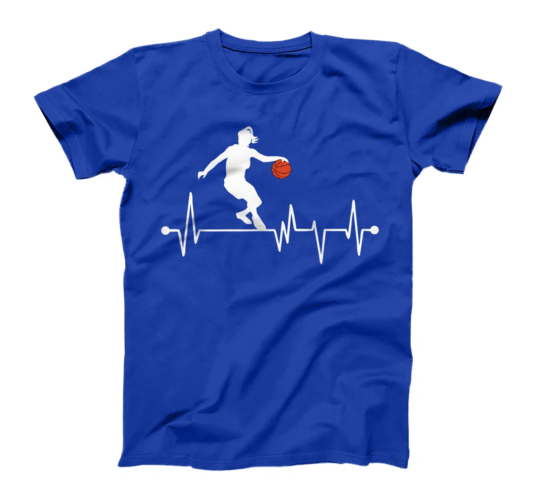 Funny Basketball Heartbeat Gift Women Girls Cool Ball Sports T-Shirt