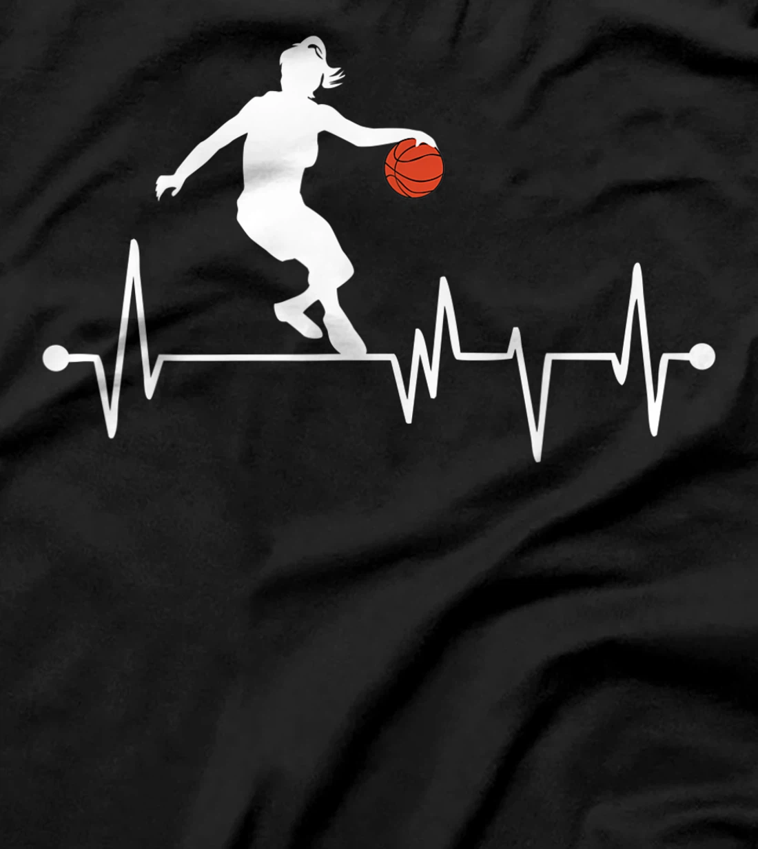 Funny Basketball Heartbeat Gift Women Girls Cool Ball Sports T-Shirt