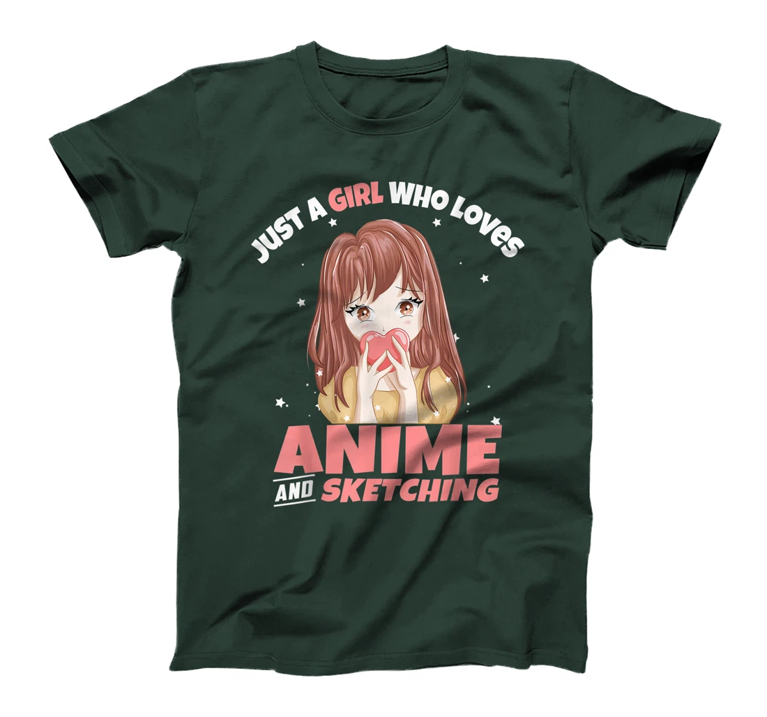 Just A Girl Who Loves Anime And Sketching Drawing Otaku Gift T-Shirt