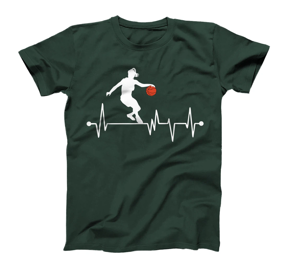 Funny Basketball Heartbeat Gift Women Girls Cool Ball Sports T-Shirt