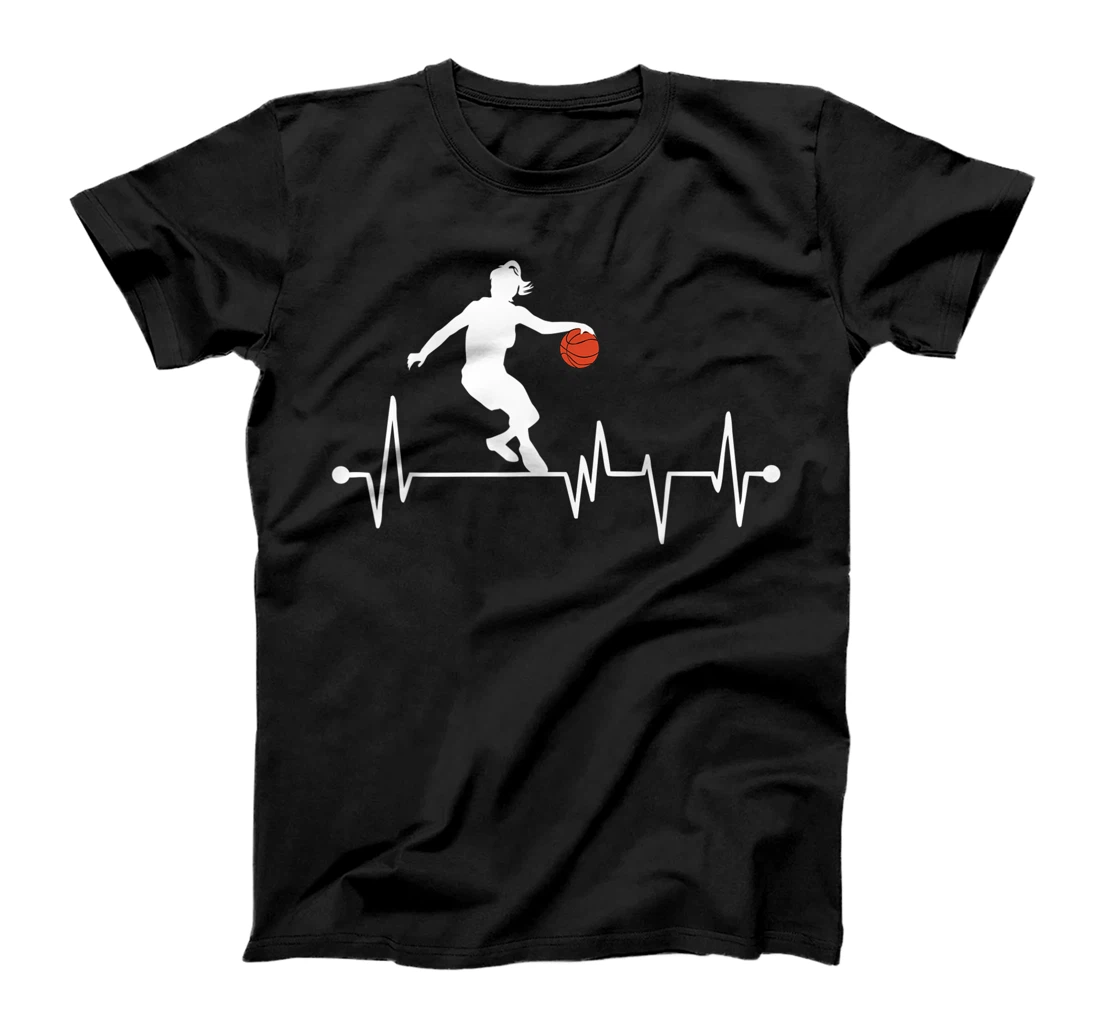 Funny Basketball Heartbeat Gift Women Girls Cool Ball Sports T-Shirt