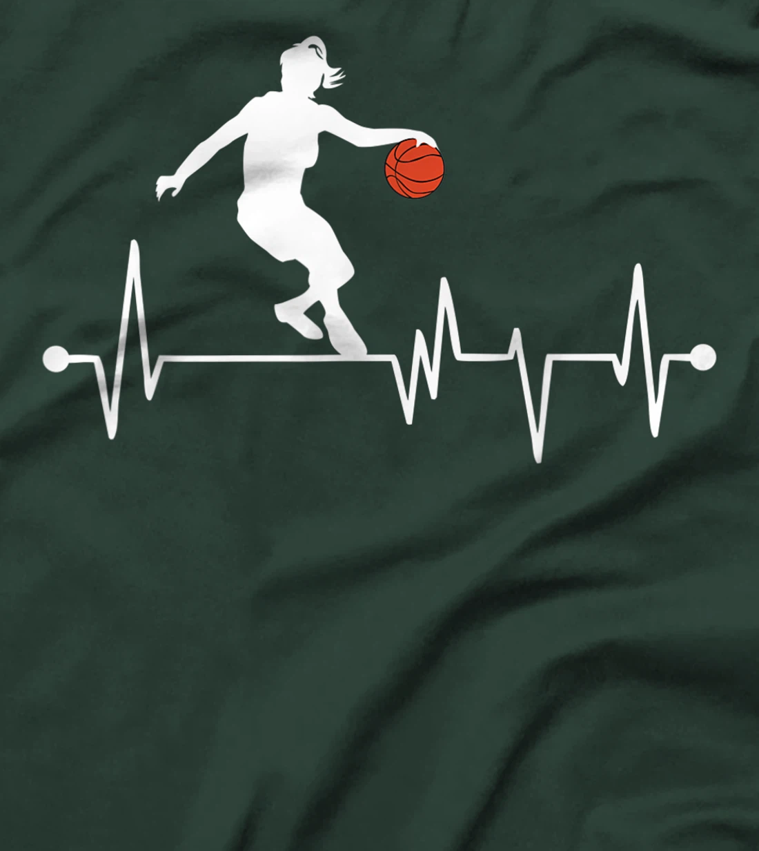Funny Basketball Heartbeat Gift Women Girls Cool Ball Sports T-Shirt
