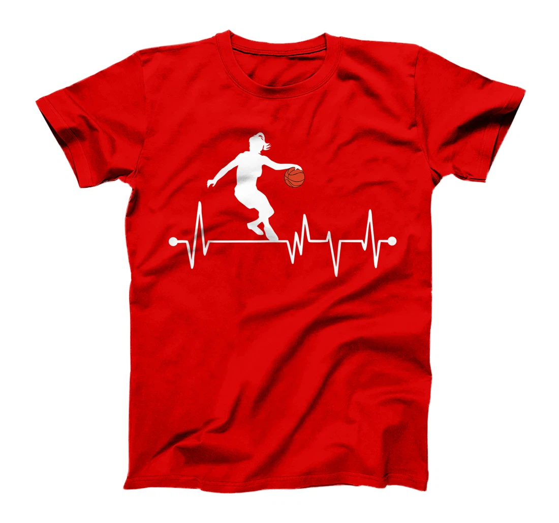 Funny Basketball Heartbeat Gift Women Girls Cool Ball Sports T-Shirt