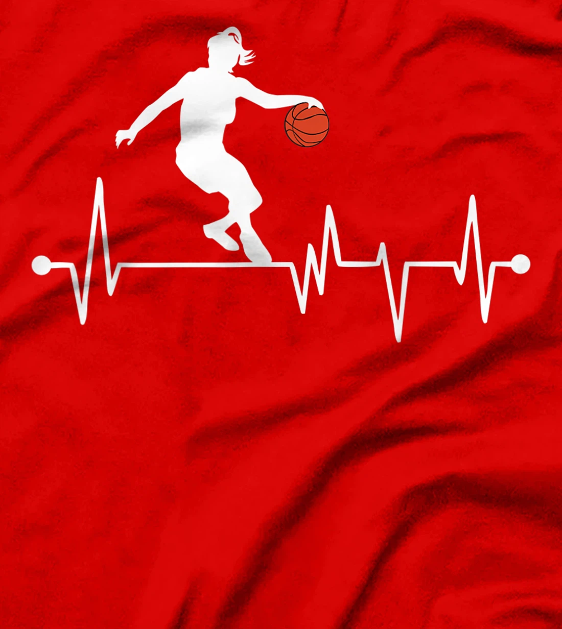 Funny Basketball Heartbeat Gift Women Girls Cool Ball Sports T-Shirt