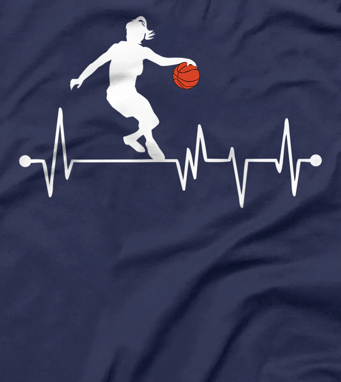 Funny Basketball Heartbeat Gift Women Girls Cool Ball Sports T-Shirt
