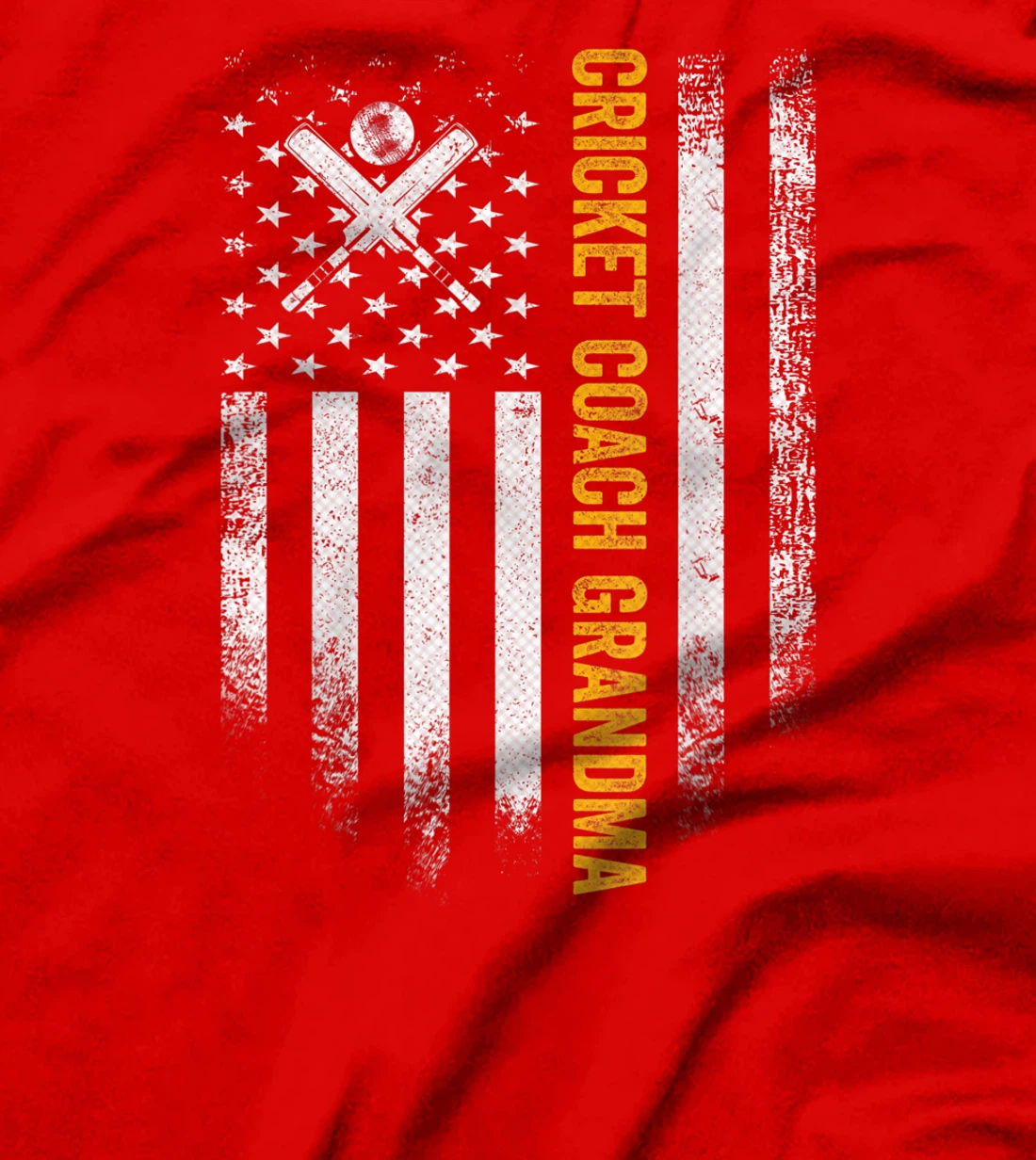 Vintage USA American Flag Proud Cricket Coach Grandma Funny T-Shirt