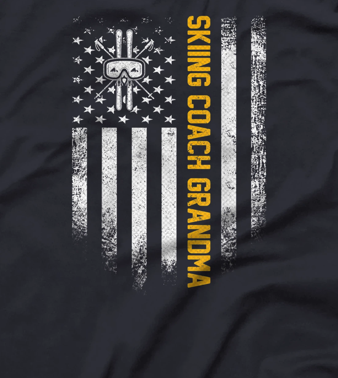 Vintage USA American Flag Proud Skiing Coach Grandma Skier T-Shirt