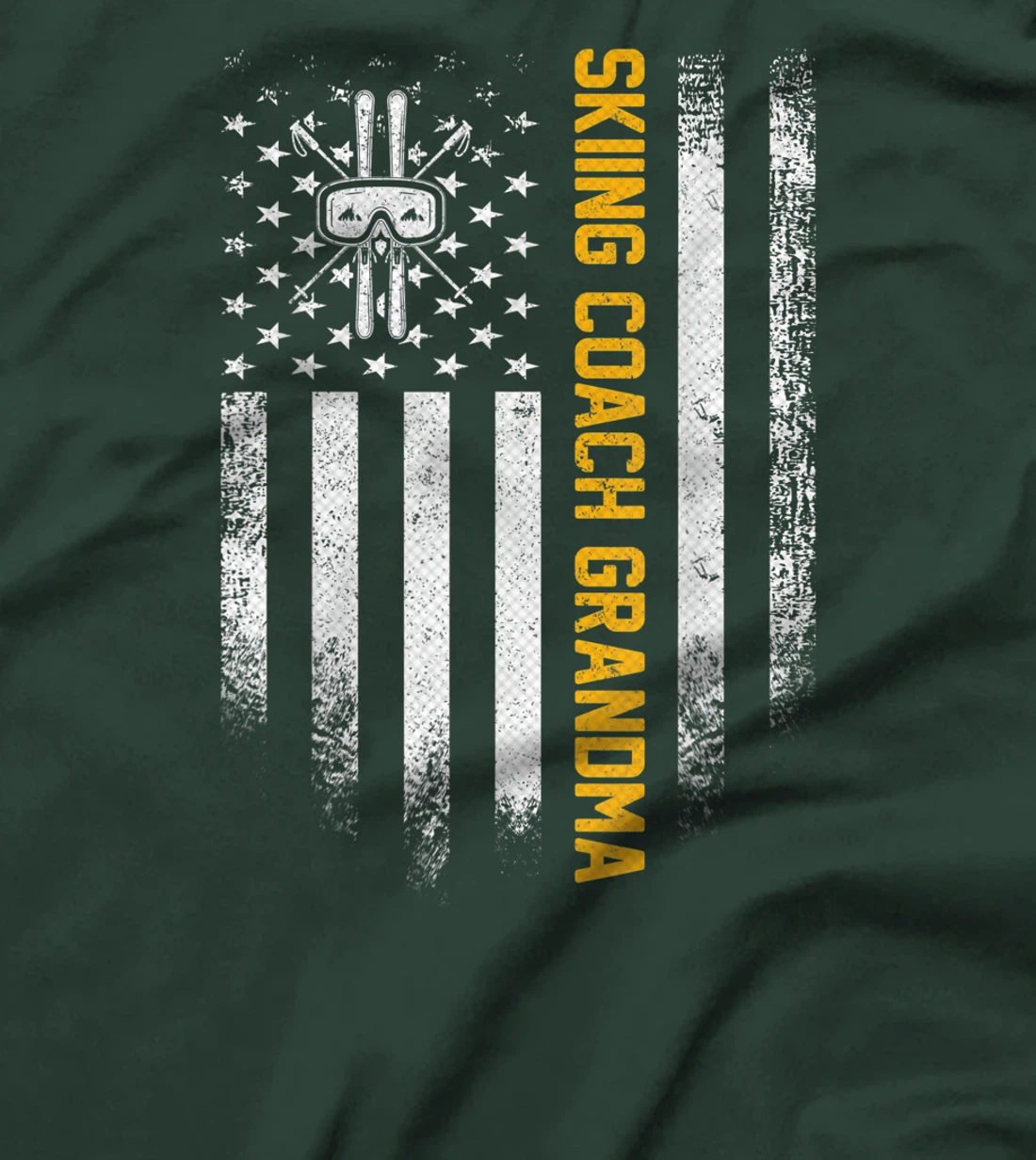 Vintage USA American Flag Proud Skiing Coach Grandma Skier T-Shirt