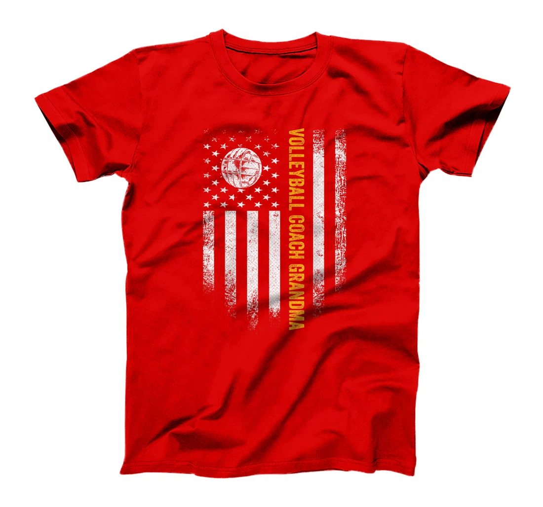 Vintage USA American Flag Proud Volleyball Coach Grandma T-Shirt