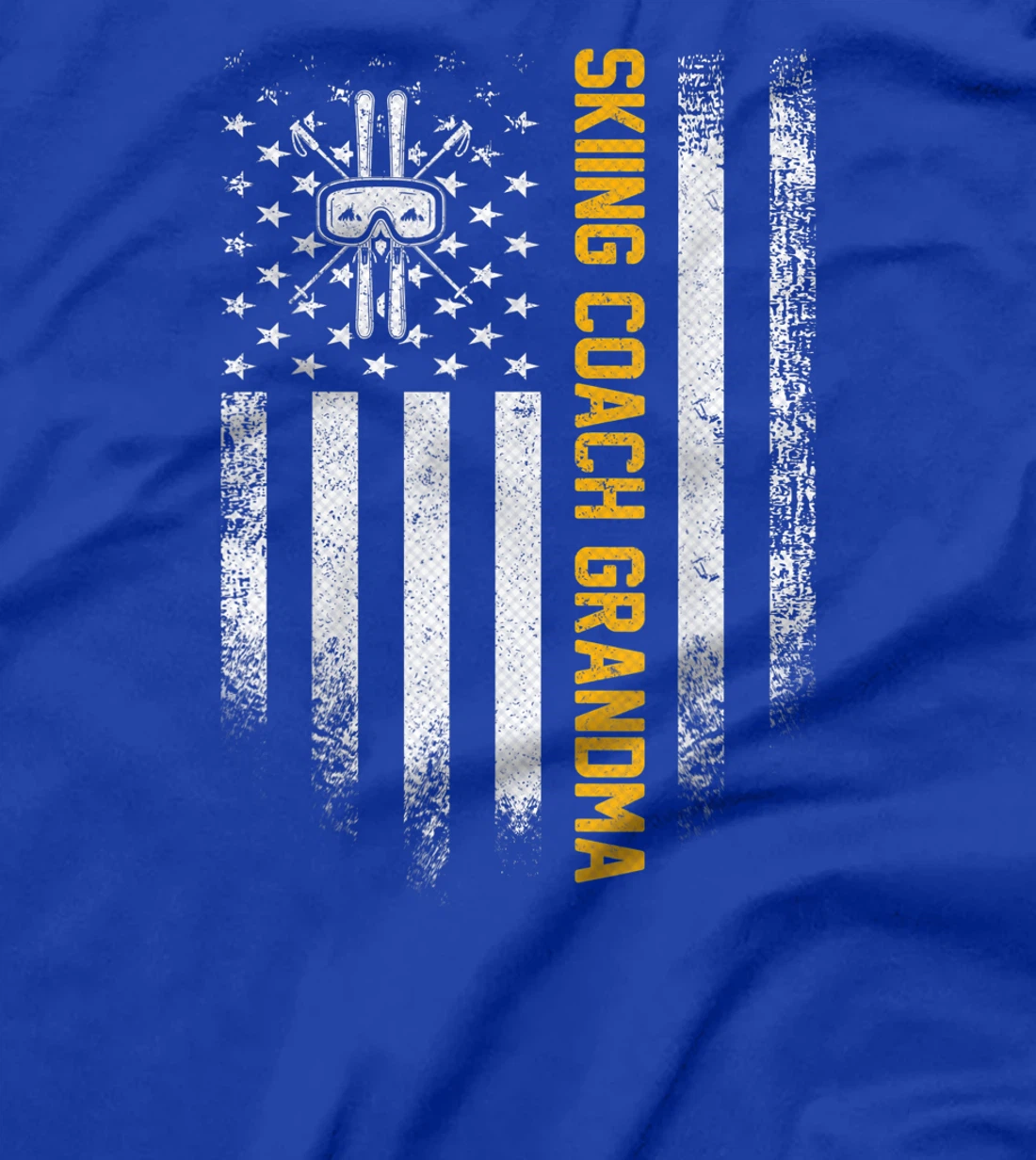 Vintage USA American Flag Proud Skiing Coach Grandma Skier T-Shirt