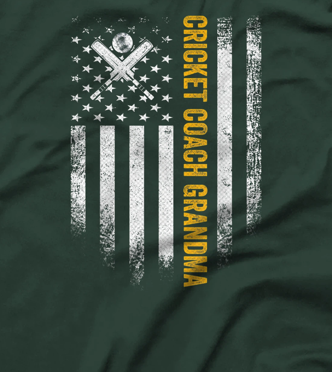 Vintage USA American Flag Proud Cricket Coach Grandma Funny T-Shirt