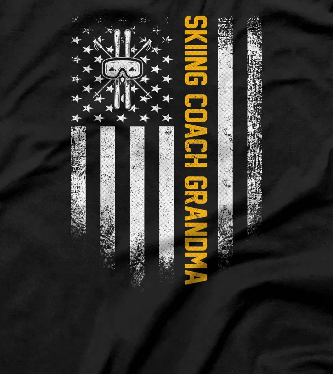 Vintage USA American Flag Proud Skiing Coach Grandma Skier T-Shirt