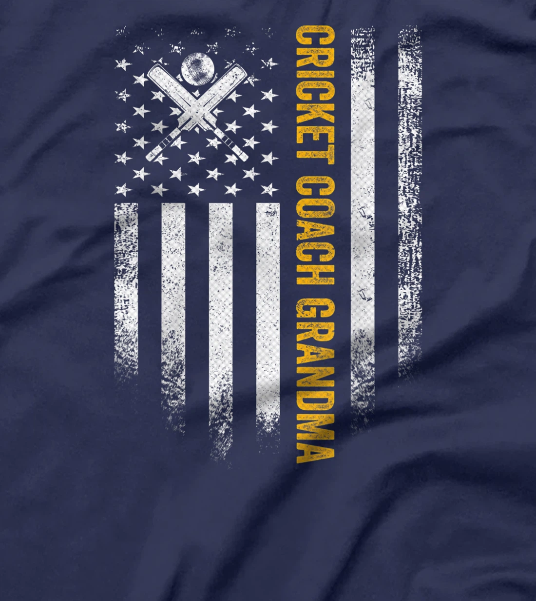 Vintage USA American Flag Proud Cricket Coach Grandma Funny T-Shirt