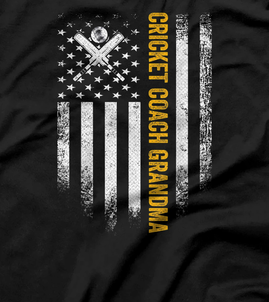 Vintage USA American Flag Proud Cricket Coach Grandma Funny T-Shirt