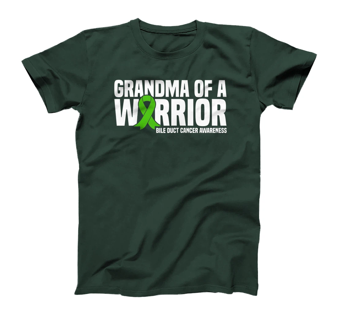 Womens Grandma of a Warrior Bile Duct Cancer Awareness T-Shirt