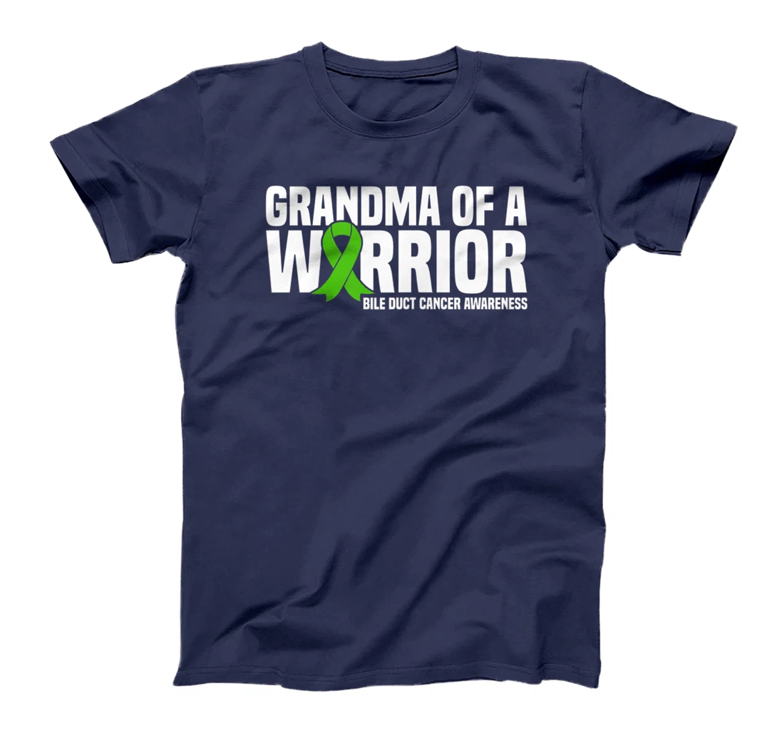 Womens Grandma of a Warrior Bile Duct Cancer Awareness T-Shirt