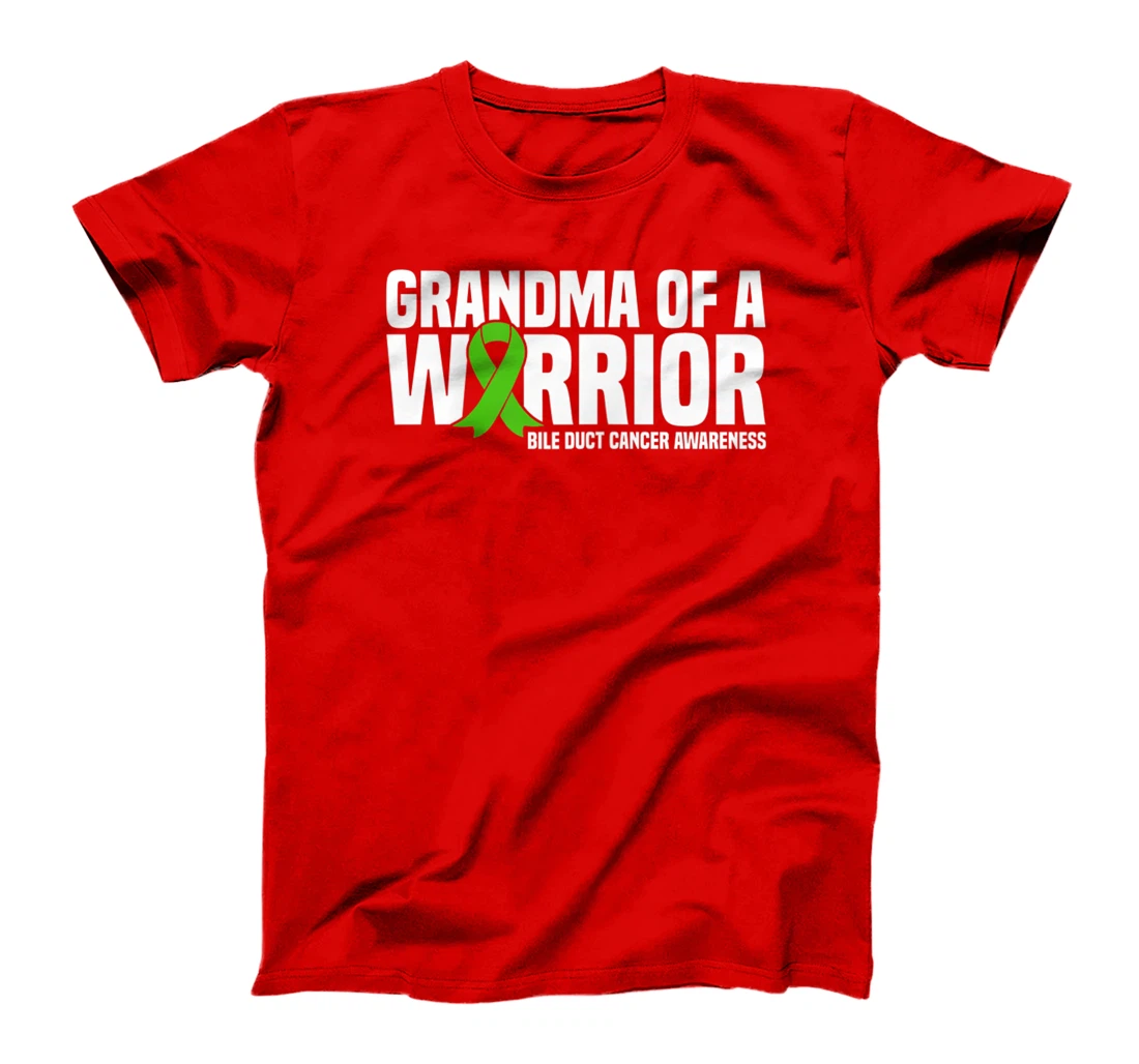 Womens Grandma of a Warrior Bile Duct Cancer Awareness T-Shirt