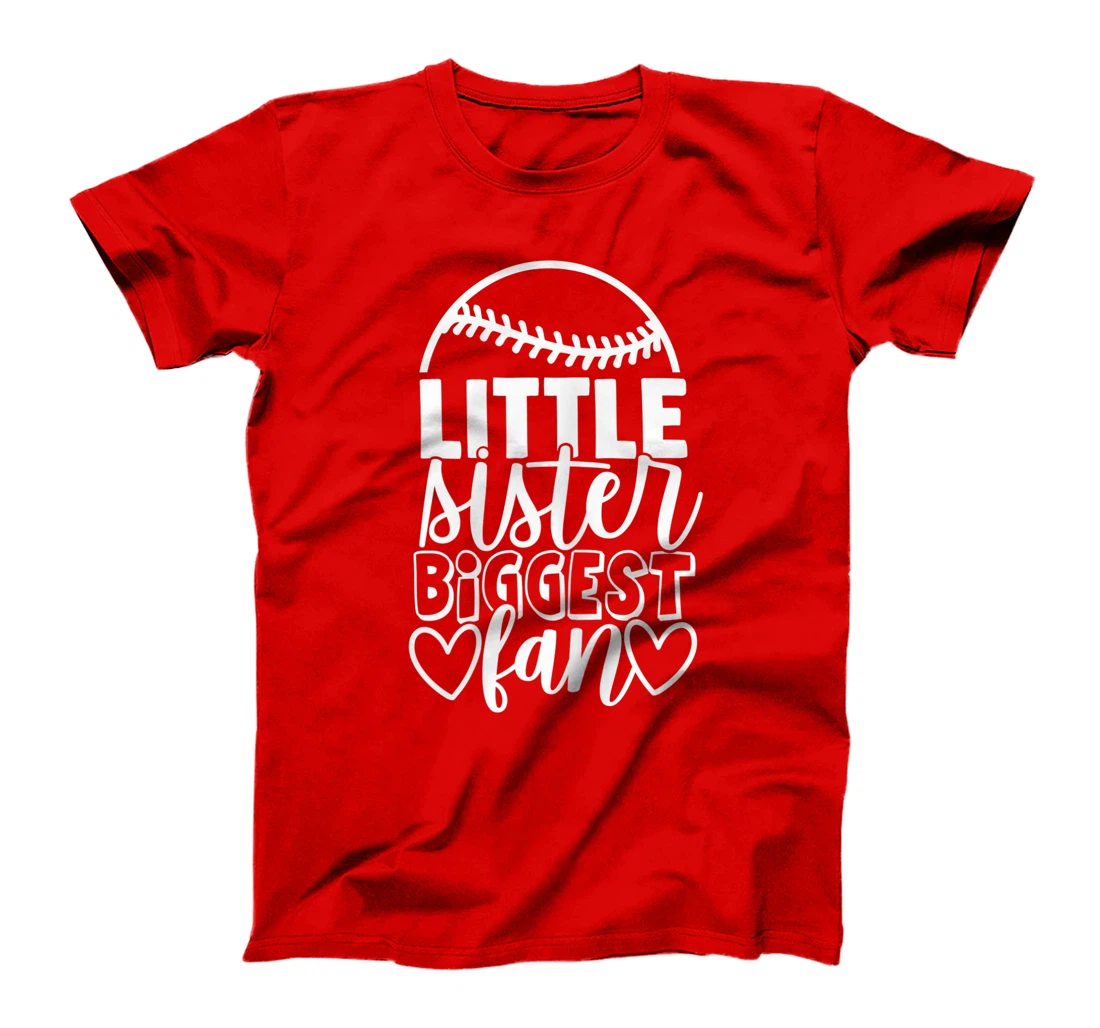 Softball Little Sister Biggest Fan Shirt Daughter Sisters T-Shirt