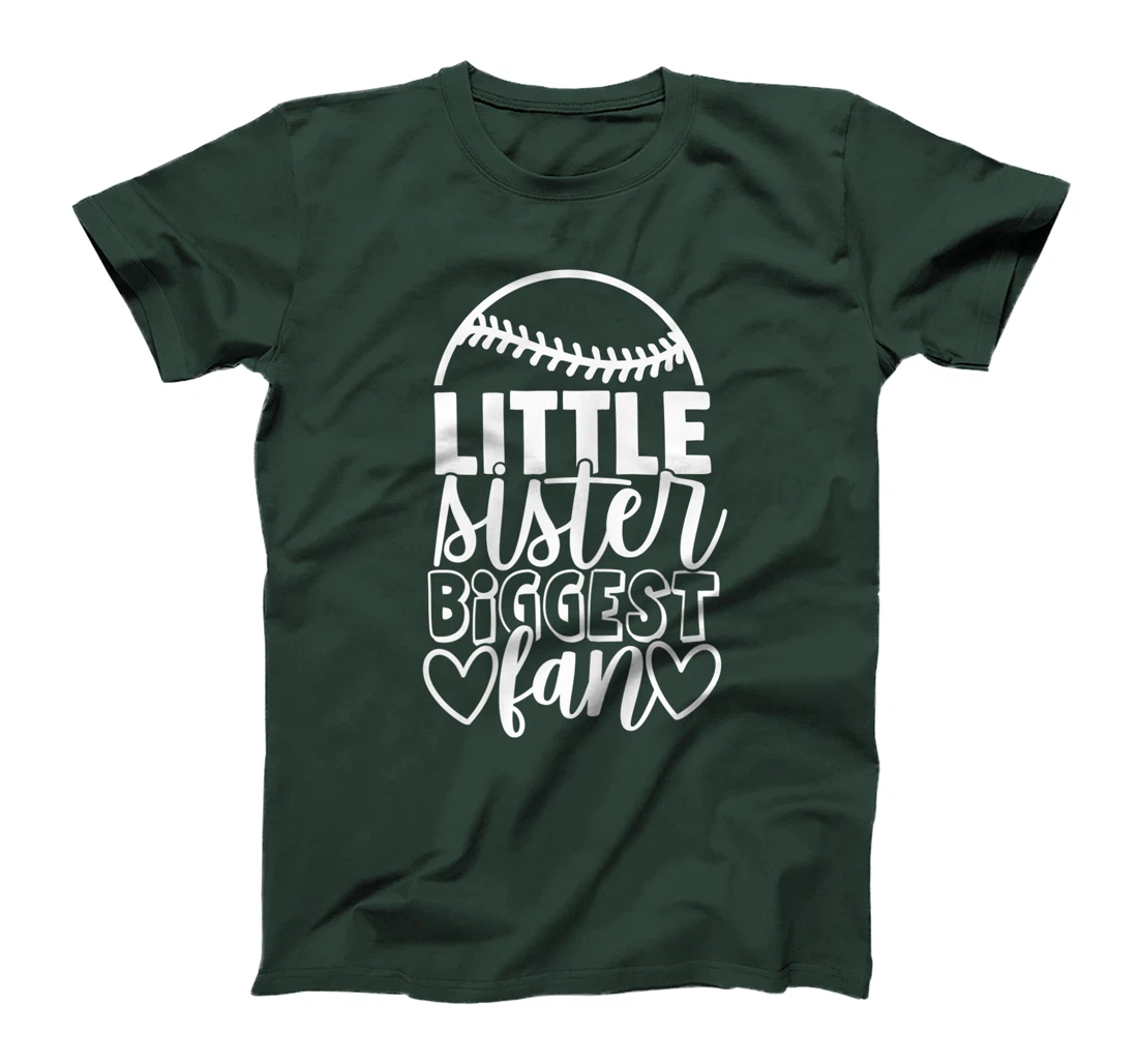 Softball Little Sister Biggest Fan Shirt Daughter Sisters T-Shirt