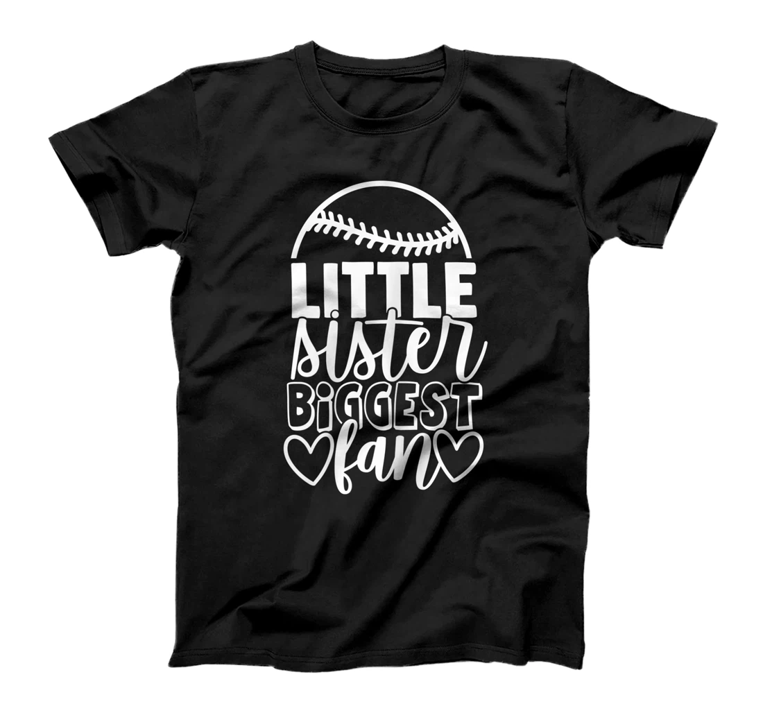 Softball Little Sister Biggest Fan Shirt Daughter Sisters T-Shirt