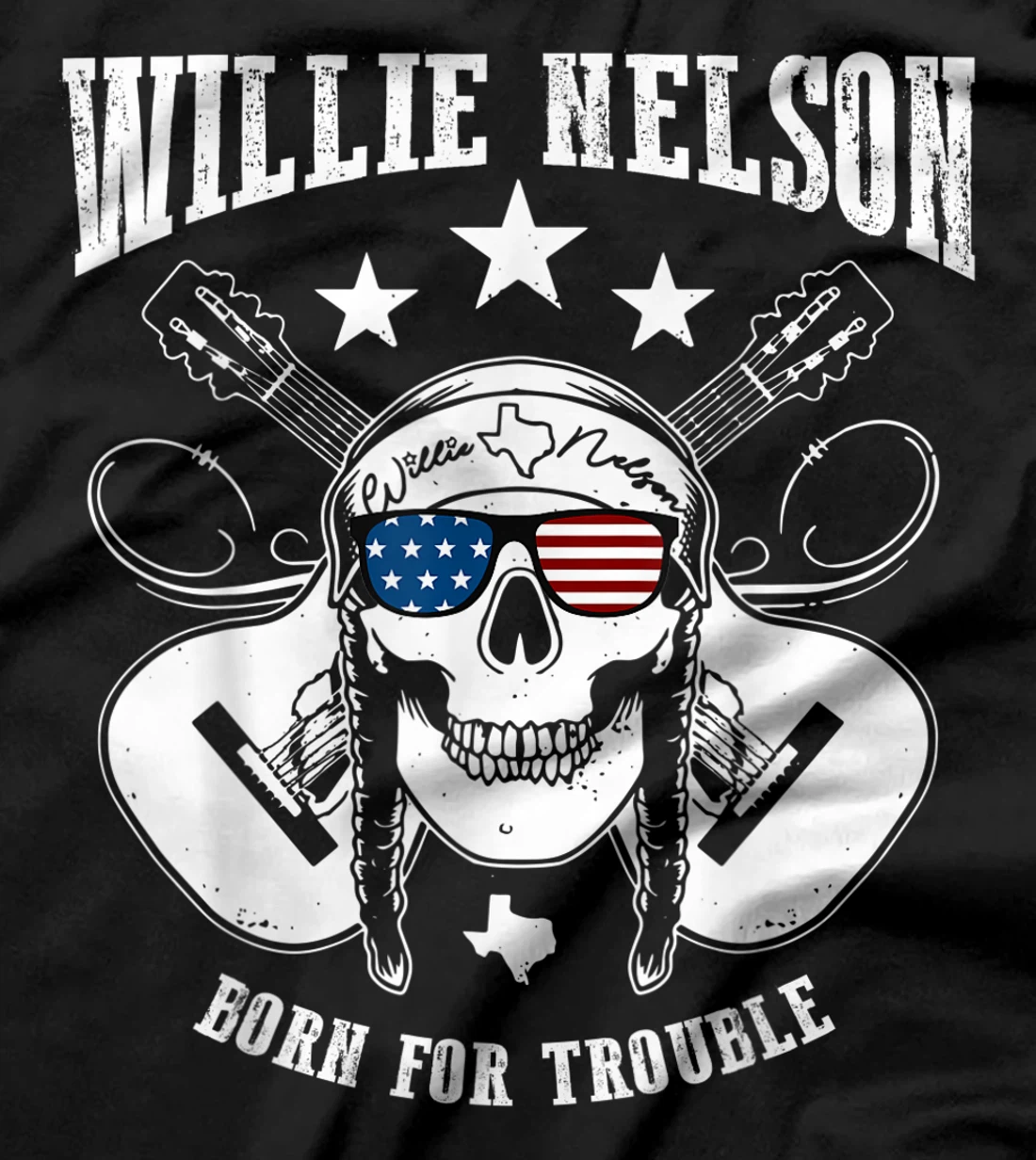 Vintage Willie Tees Nelson Country Music - Born For Trouble T-Shirt