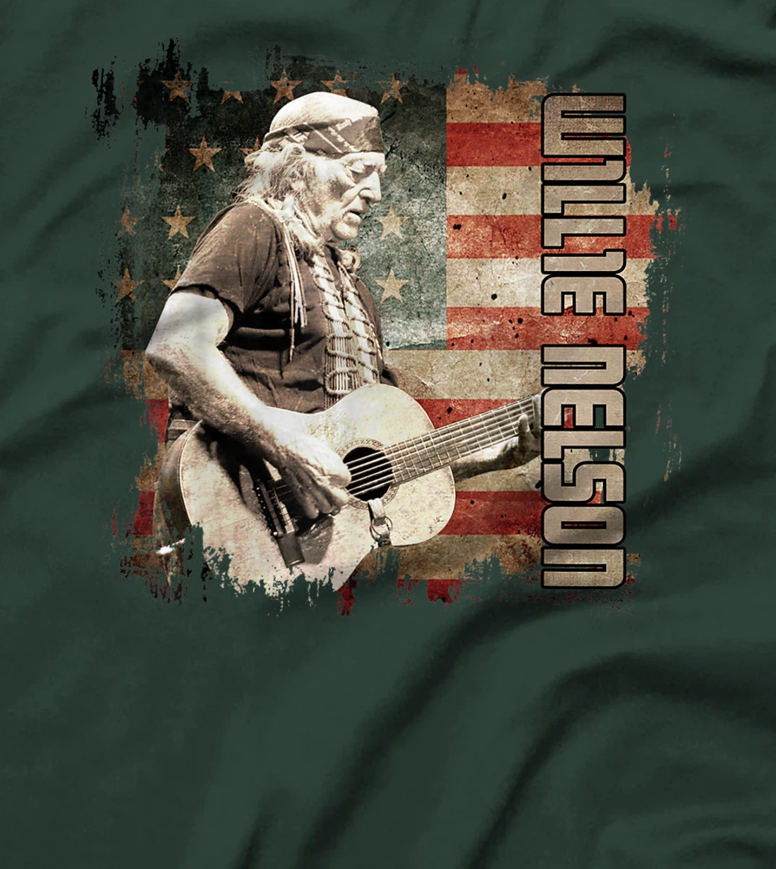 Retro Willie Idol Nelson Country Music Outlaws Flag American T-Shirt