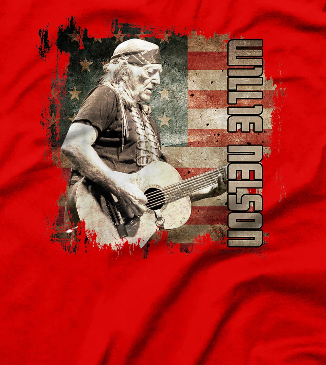 Retro Willie Idol Nelson Country Music Outlaws Flag American T-Shirt