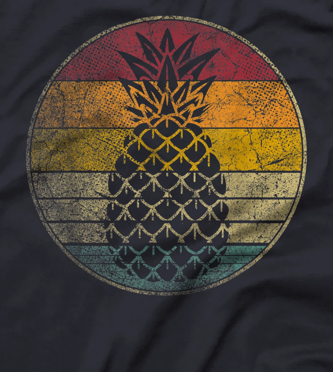 Pineapple Fruit Retro Style Vintage Distressed 70s 80s Gift T-Shirt