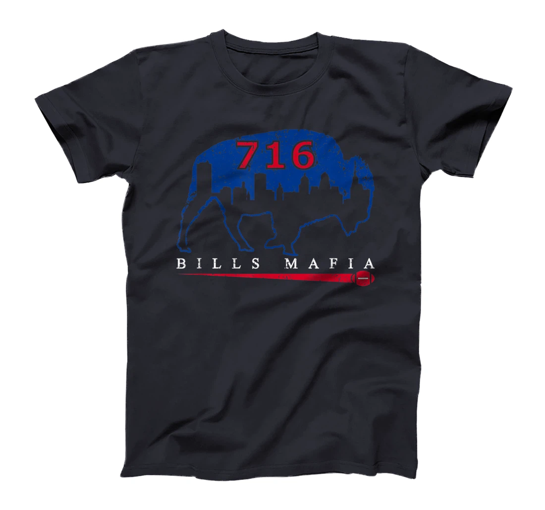 Vintage Buffalo New York 716 Area Code Football Skyline T-Shirt
