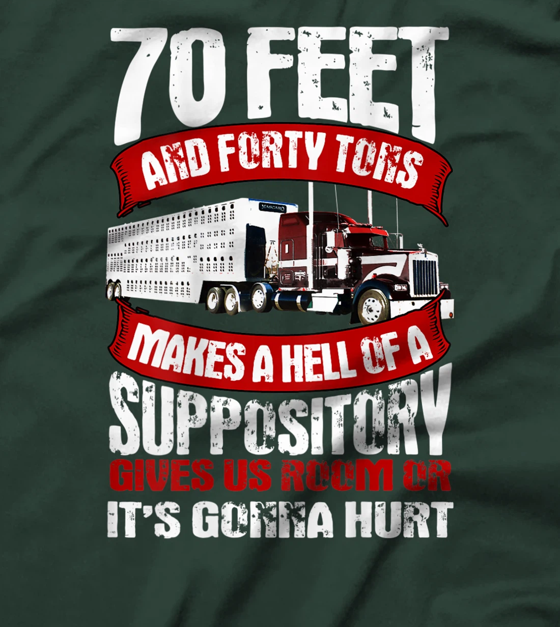 Trucker Gifts Tractor Trailer 18 Wheeler Design On Back T-Shirt