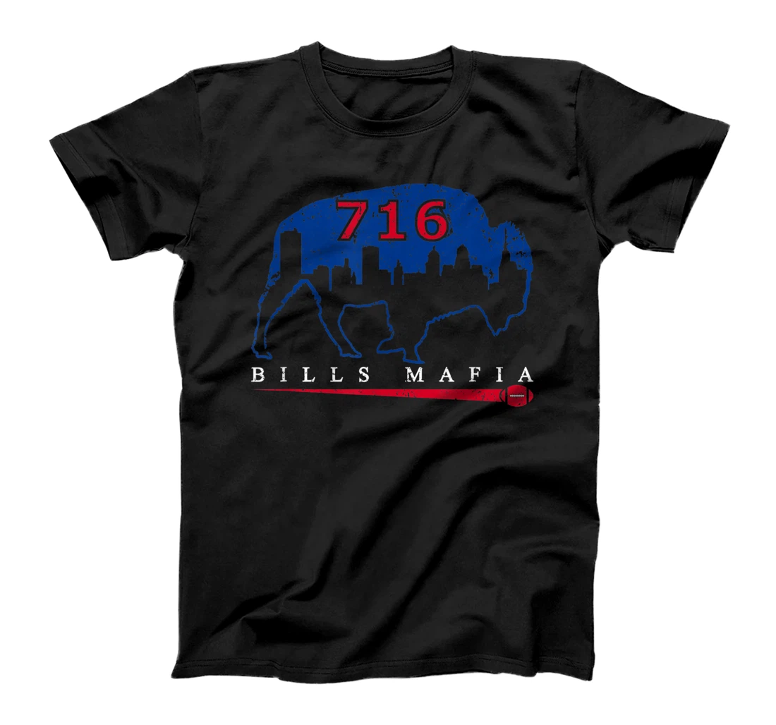 Vintage Buffalo New York 716 Area Code Football Skyline T-Shirt