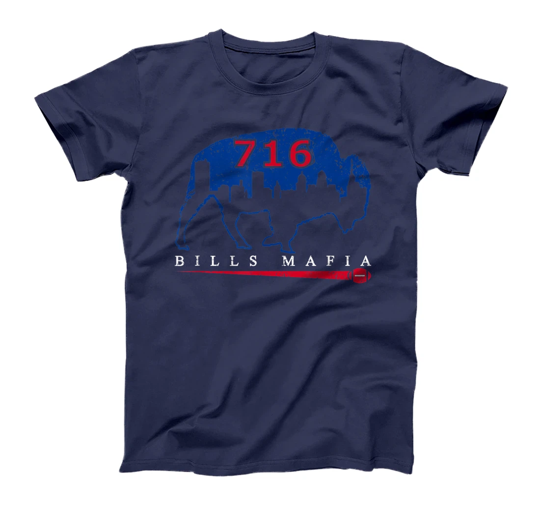 Vintage Buffalo New York 716 Area Code Football Skyline T-Shirt