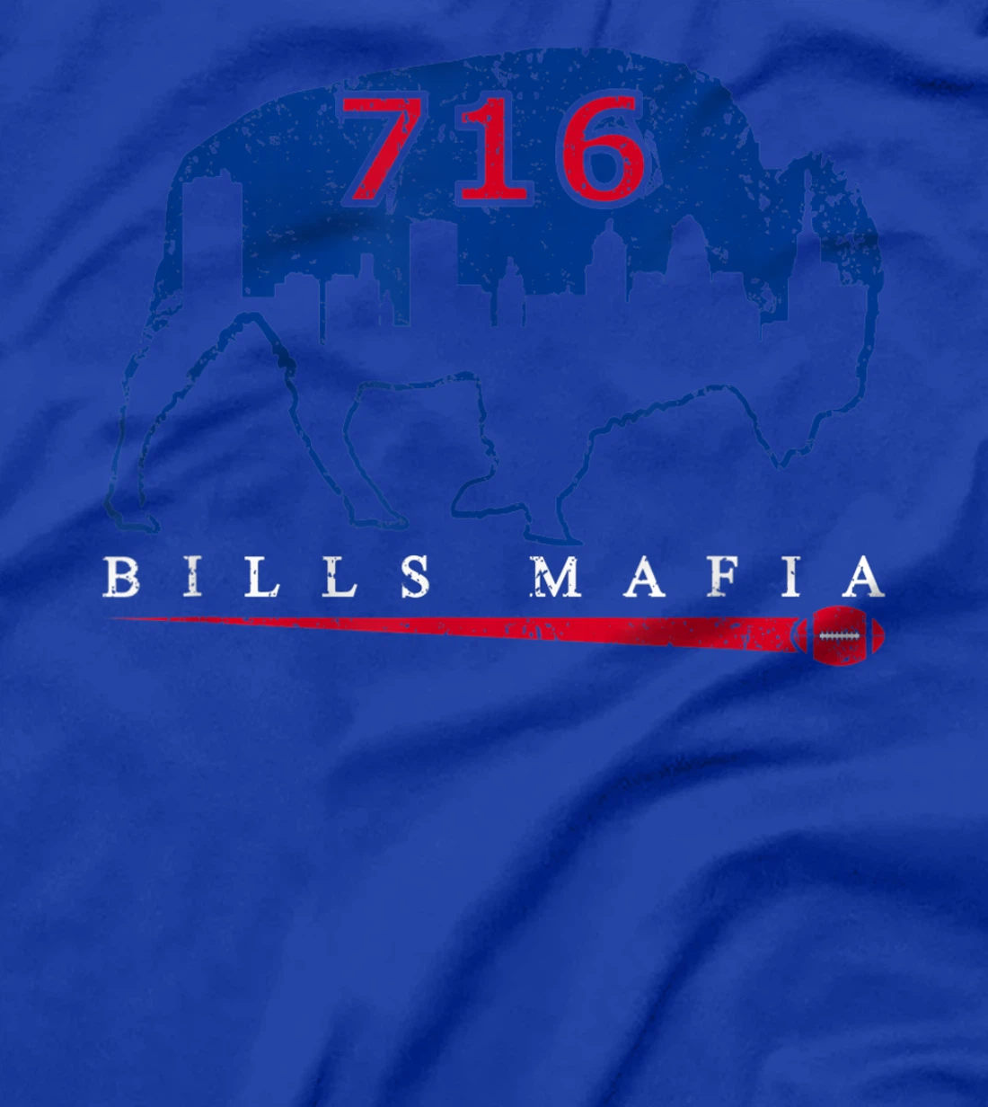 Vintage Buffalo New York 716 Area Code Football Skyline T-Shirt