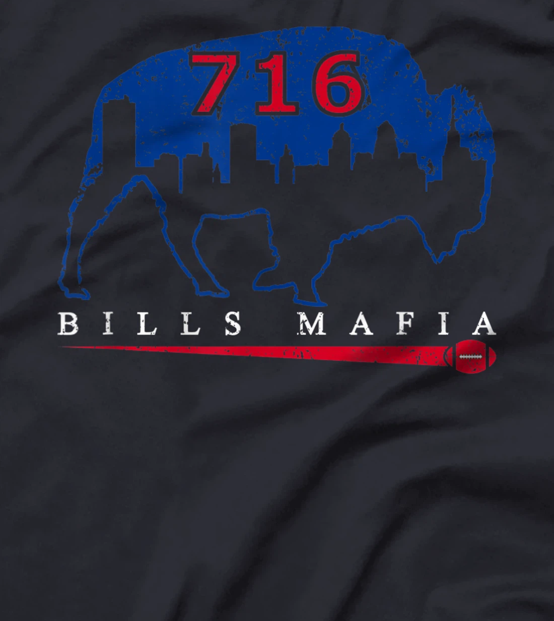 Vintage Buffalo New York 716 Area Code Football Skyline T-Shirt