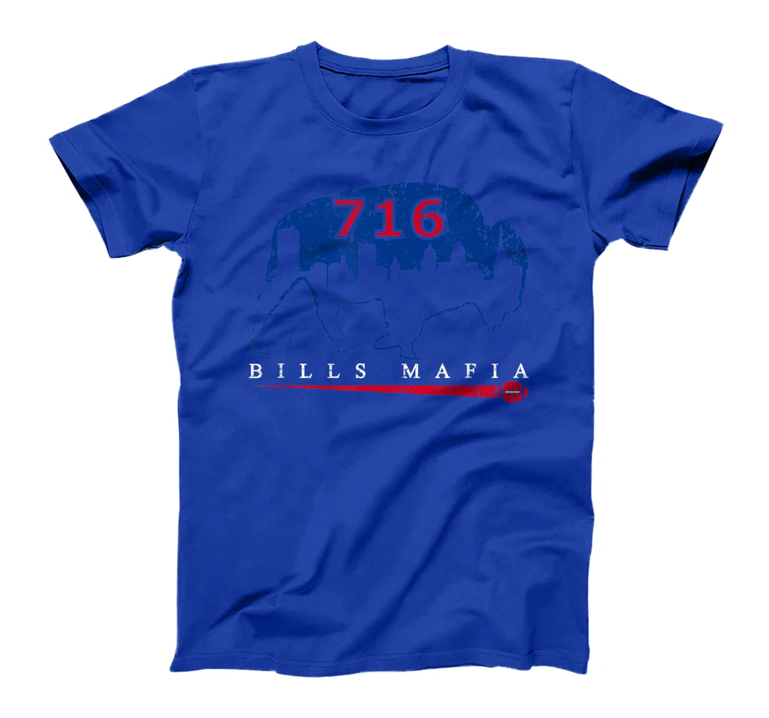 Vintage Buffalo New York 716 Area Code Football Skyline T-Shirt