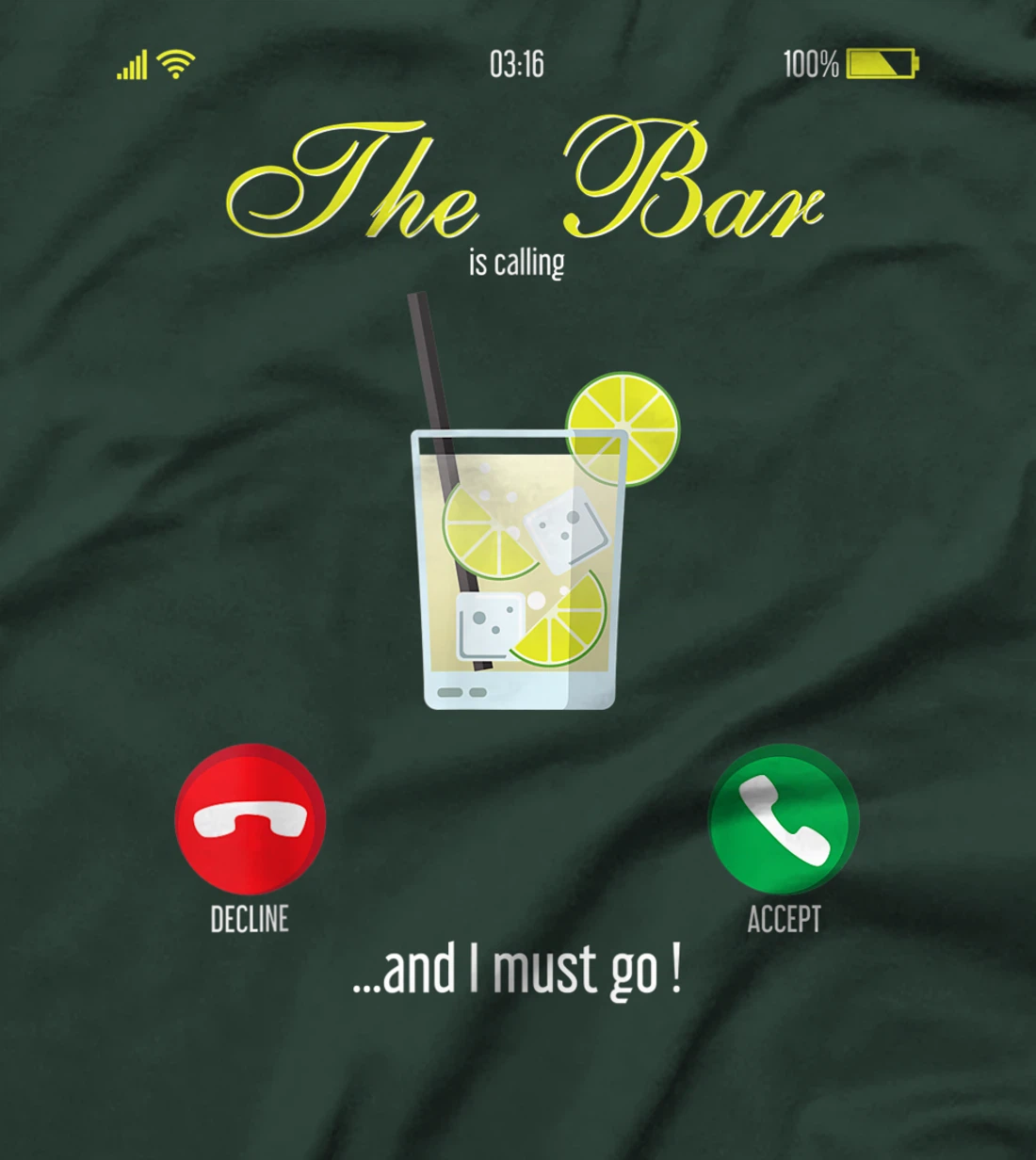 Bar Is Calling Mobile Call Design Wine Day Drinking T-Shirt