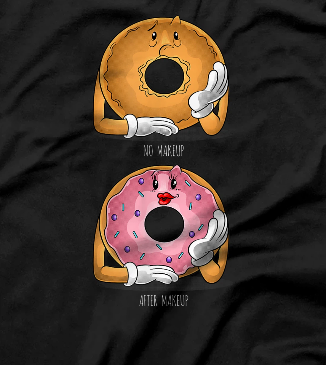 Funny Before After Makeup | Nurse Cosmetologist Donut Gift T-Shirt