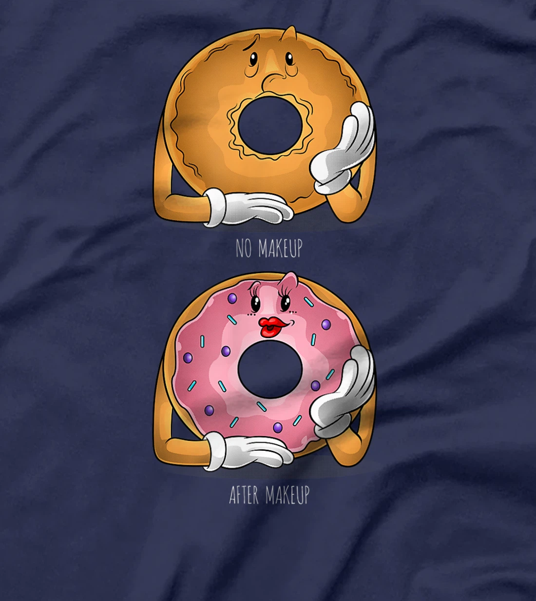 Funny Before After Makeup | Nurse Cosmetologist Donut Gift T-Shirt