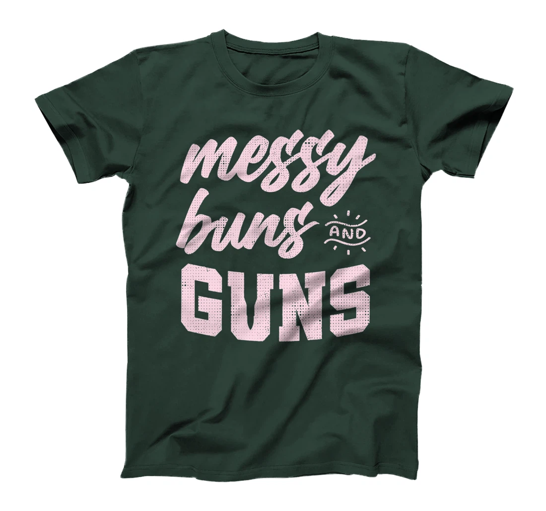 Messy Buns & Guns Pinky Funny Gift Premium T-Shirt