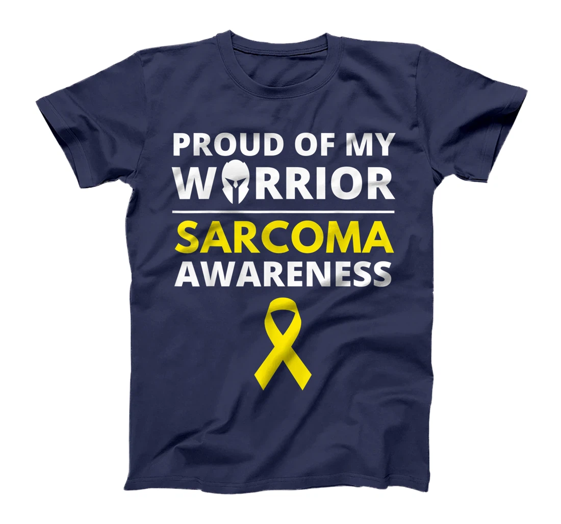 Proud of My Warrior Sarcoma Cancer Awareness Yellow Ribbon T-Shirt
